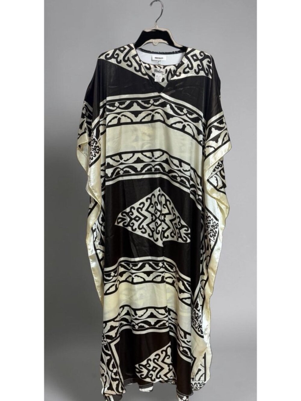 Winlar Women's Kaftan OS Geometric New NWT Brown Cream Boho